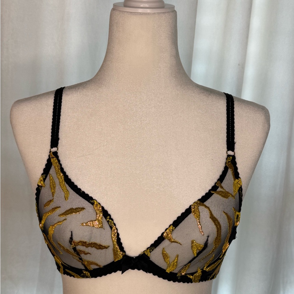 Agent Provocateur Black and Gold Underwire Bra